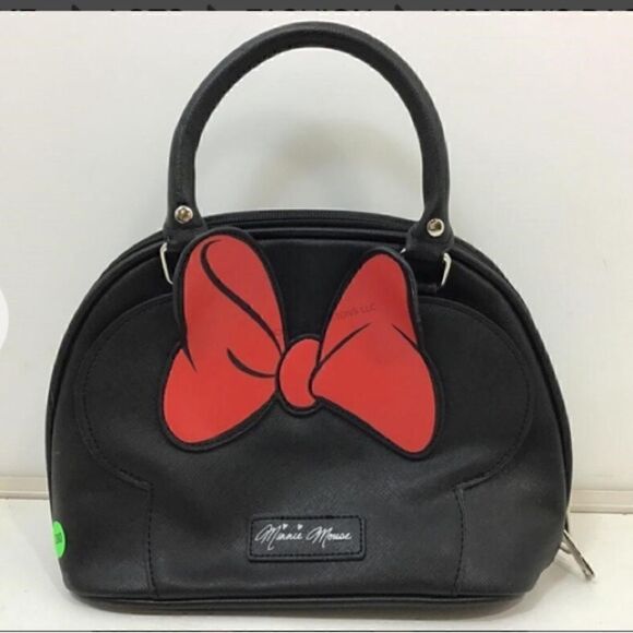 Disney Lounge-fly Minnie Mouse Satchel Handbag Black Red Bow Rare - Picture 3 of 12